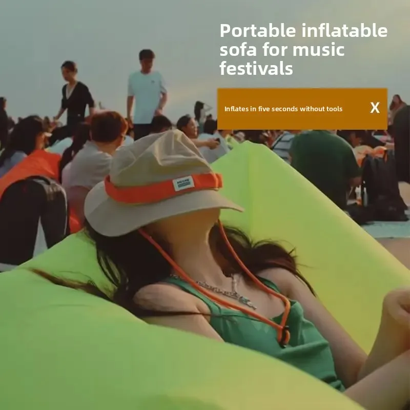 Outdoor Portable Inflatable Sofa Inflatable Outdoor Air Sun Inflatable Lounger Blow Up Chair Bag Banana Camping Air Bed Beanbag