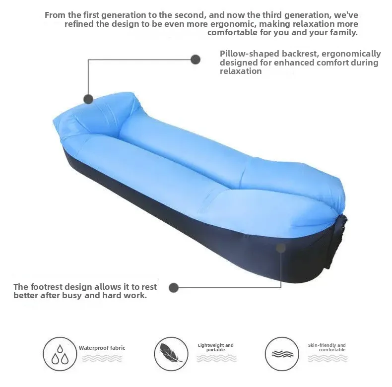 Outdoor Portable Inflatable Sofa Inflatable Outdoor Air Sun Inflatable Lounger Blow Up Chair Bag Banana Camping Air Bed Beanbag