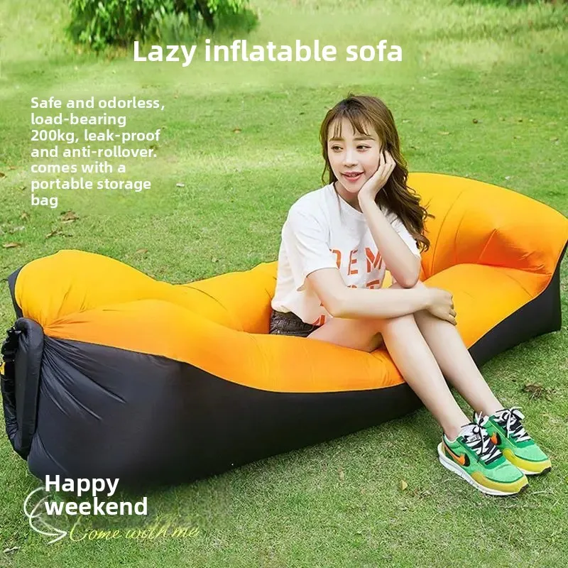 Outdoor Portable Inflatable Sofa Inflatable Outdoor Air Sun Inflatable Lounger Blow Up Chair Bag Banana Camping Air Bed Beanbag