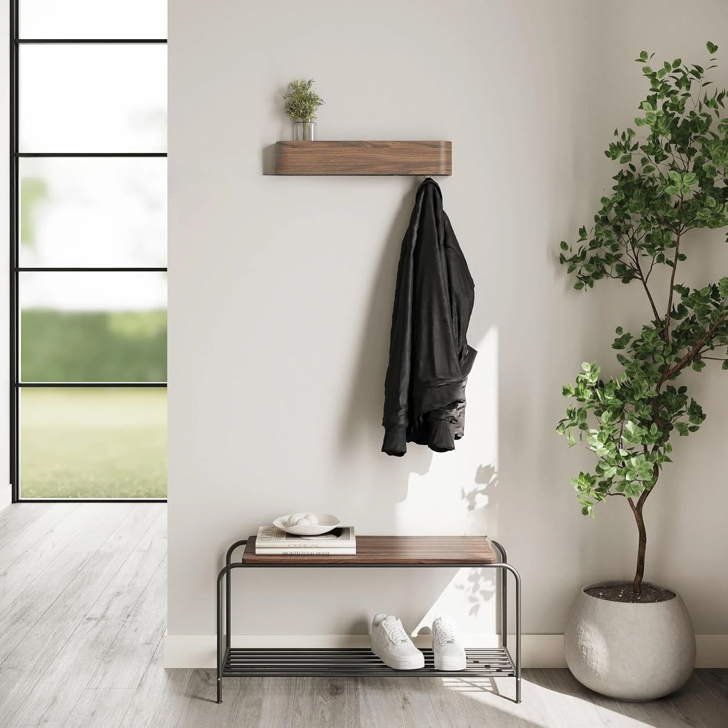 Walnut Wall clothes rac, Walnut Wall Hanger, Entrance Coat Hook, Veneer Hanger, Wall Hanger Clothing Rack Stand Garment Rack