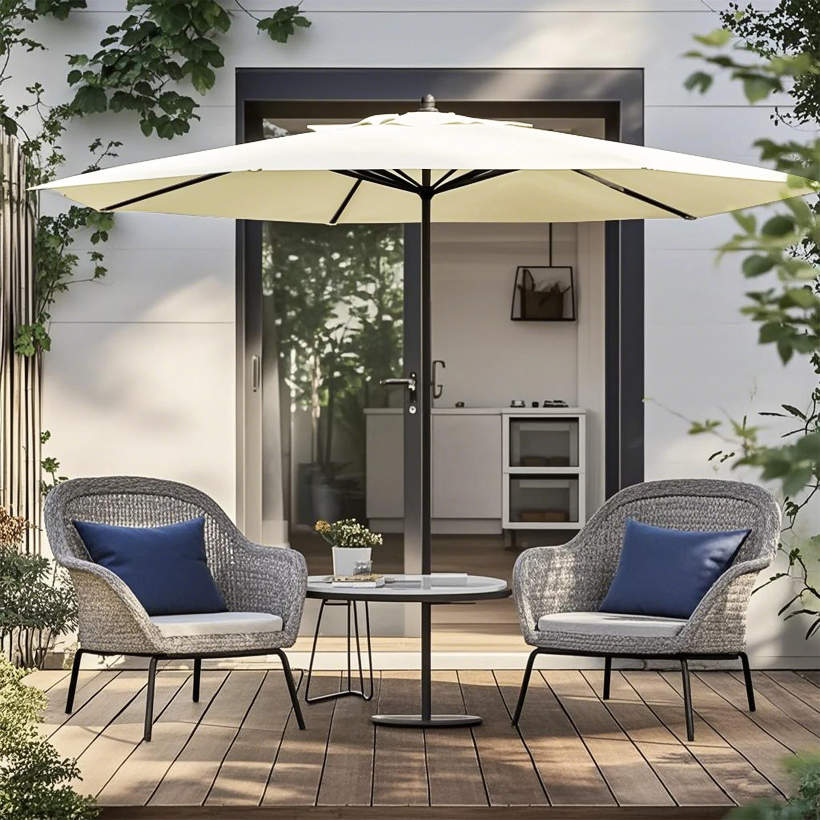 Patio Umbrella Replacement Cloth 6/8 Ribs Waterproof Garden Backyard Pool Cantilever Sunshade Top Cover For Outdoor Table Canoy