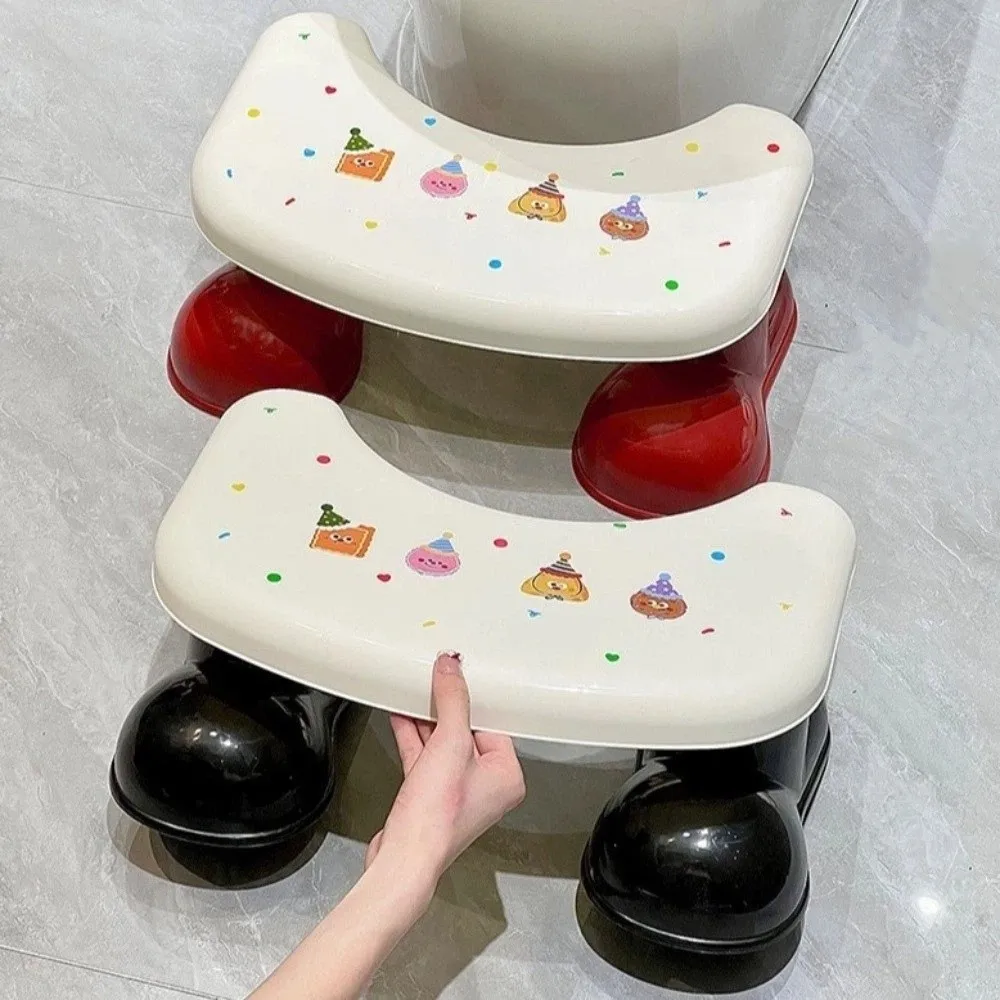 New Cartoon Footrest Toilet Sturdy Practical Bathroom Step Stool Non-Slip Toilet Squat Stool Bathroom Use