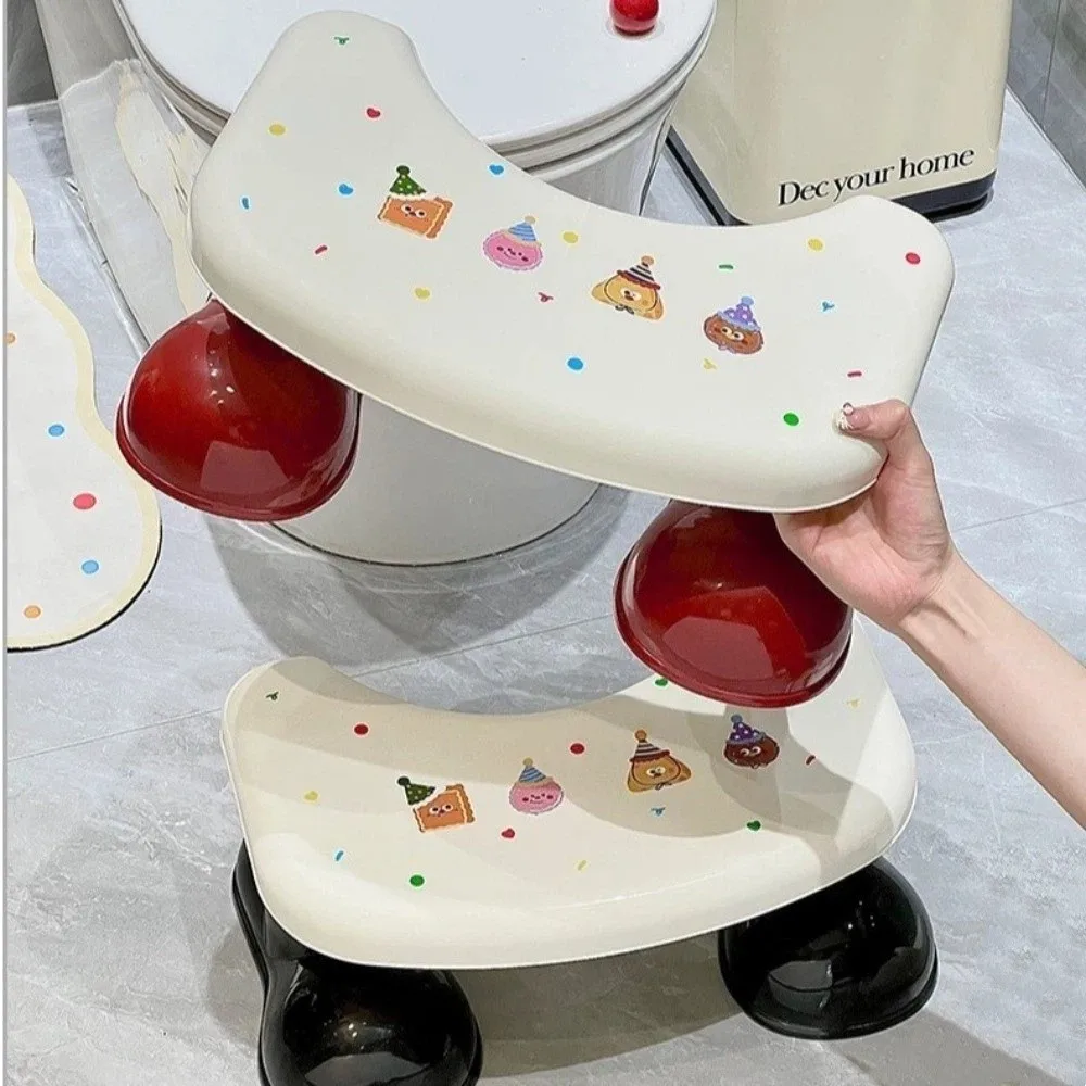 New Cartoon Footrest Toilet Sturdy Practical Bathroom Step Stool Non-Slip Toilet Squat Stool Bathroom Use