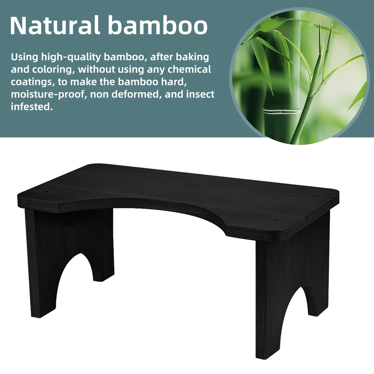 Sturdy Portable Bamboo Toilet Squat Stool for Adults,Wide and Stable,Bathroom Potty Stool,Easy to Use and Clean, Portable Design