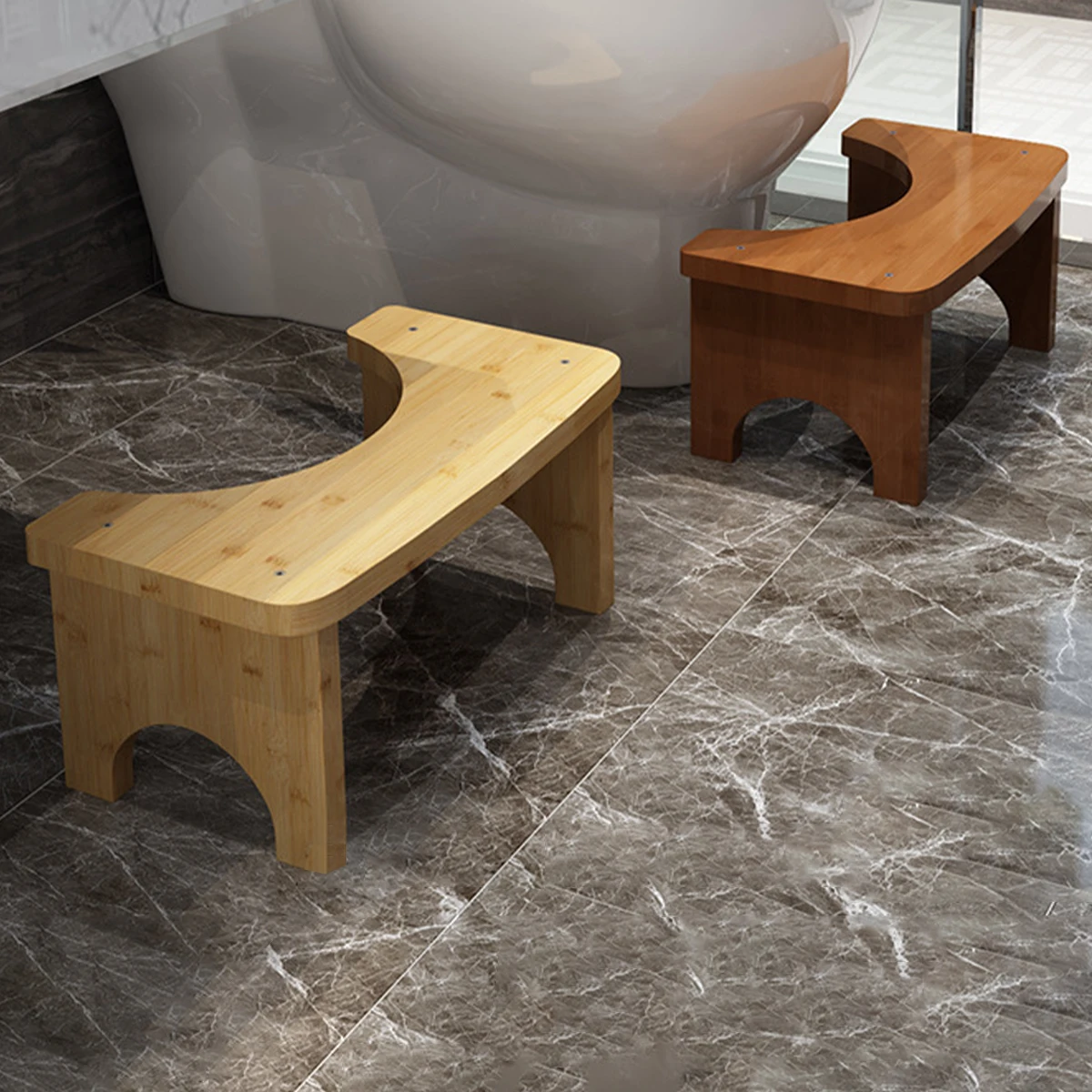 Sturdy Portable Bamboo Toilet Squat Stool for Adults,Wide and Stable,Bathroom Potty Stool,Easy to Use and Clean, Portable Design