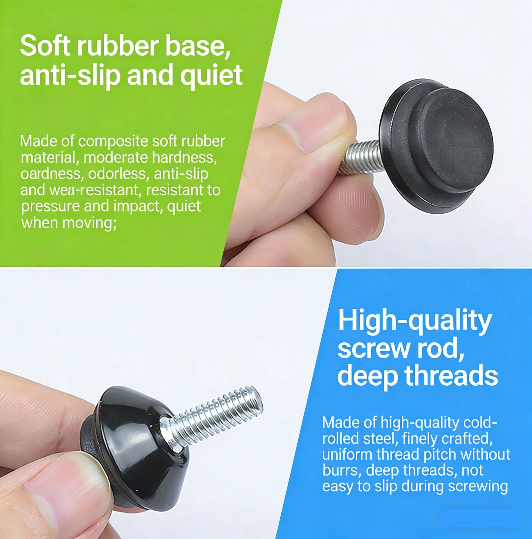 2PCS M6 Adjustable Leveling Chair Leg Feet Furniture Mat Screw-in Base Sofa Bed Cabinet Table Floor Protector Anti-slip Pad