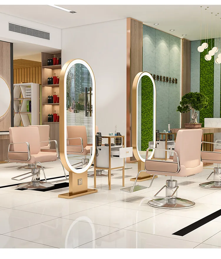 Floor-to-ceiling double-sided lighted hairdressing mirror hairdressing mirror hairdressing mirror stand
