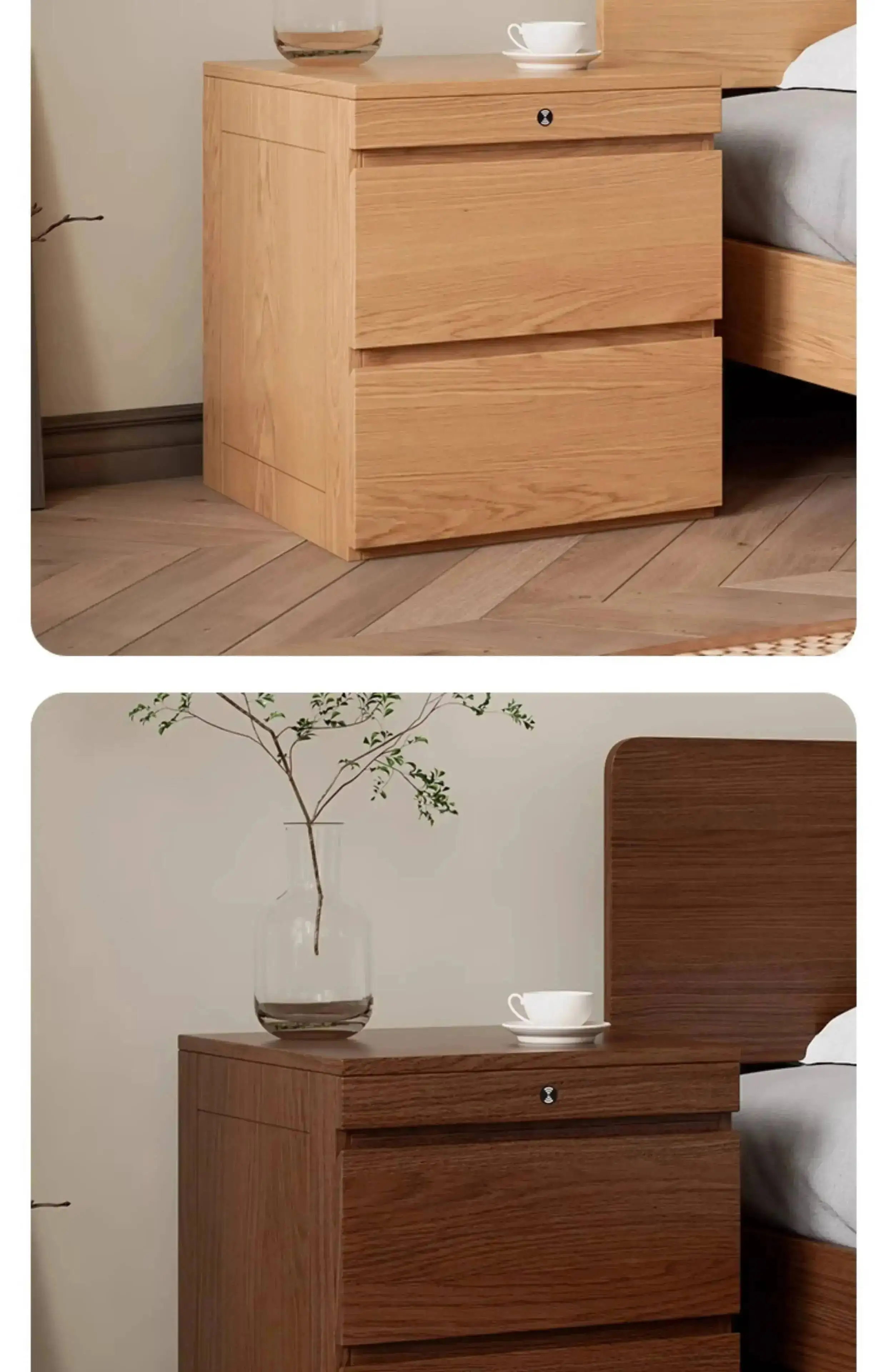 Solid Hidden Wood Bedside Table Safe Magnetic Card Hidden Unlock Nightstands Night Tables Chest Of Drawers Storage Locker