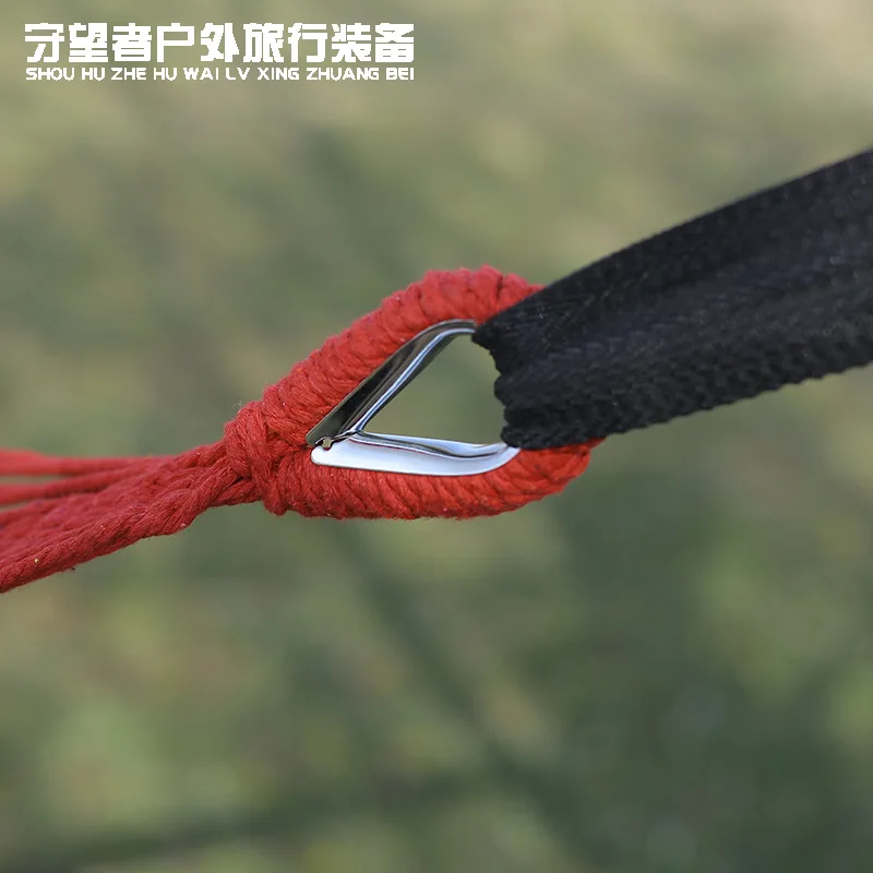 Outdoor anti rollover canvas hammock curved wooden stick duckbill hammock dormitory swing hammock double thick hammock