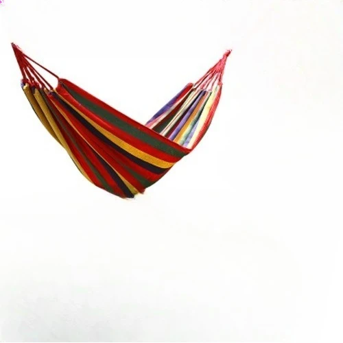 Outdoor anti rollover canvas hammock curved wooden stick duckbill hammock dormitory swing hammock double thick hammock