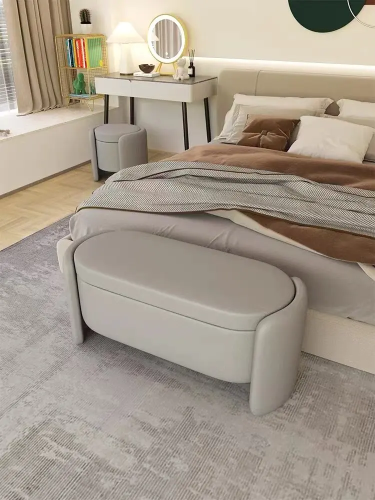 Storage Ottoman Bench Light Luxury Home Bedroom End of Bed Stool Entryway Shoe Changing Seat Clothing Store Long Bench