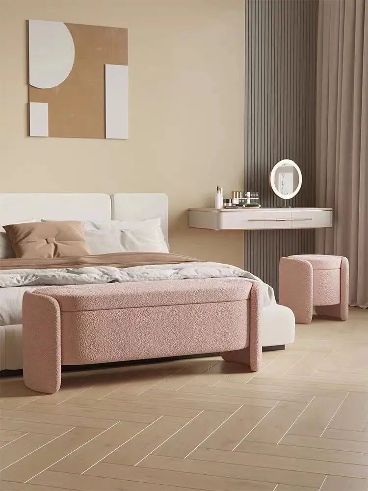 Storage Ottoman Bench Light Luxury Home Bedroom End of Bed Stool Entryway Shoe Changing Seat Clothing Store Long Bench