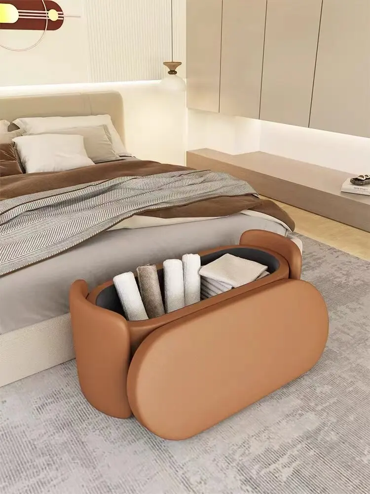 Storage Ottoman Bench Light Luxury Home Bedroom End of Bed Stool Entryway Shoe Changing Seat Clothing Store Long Bench