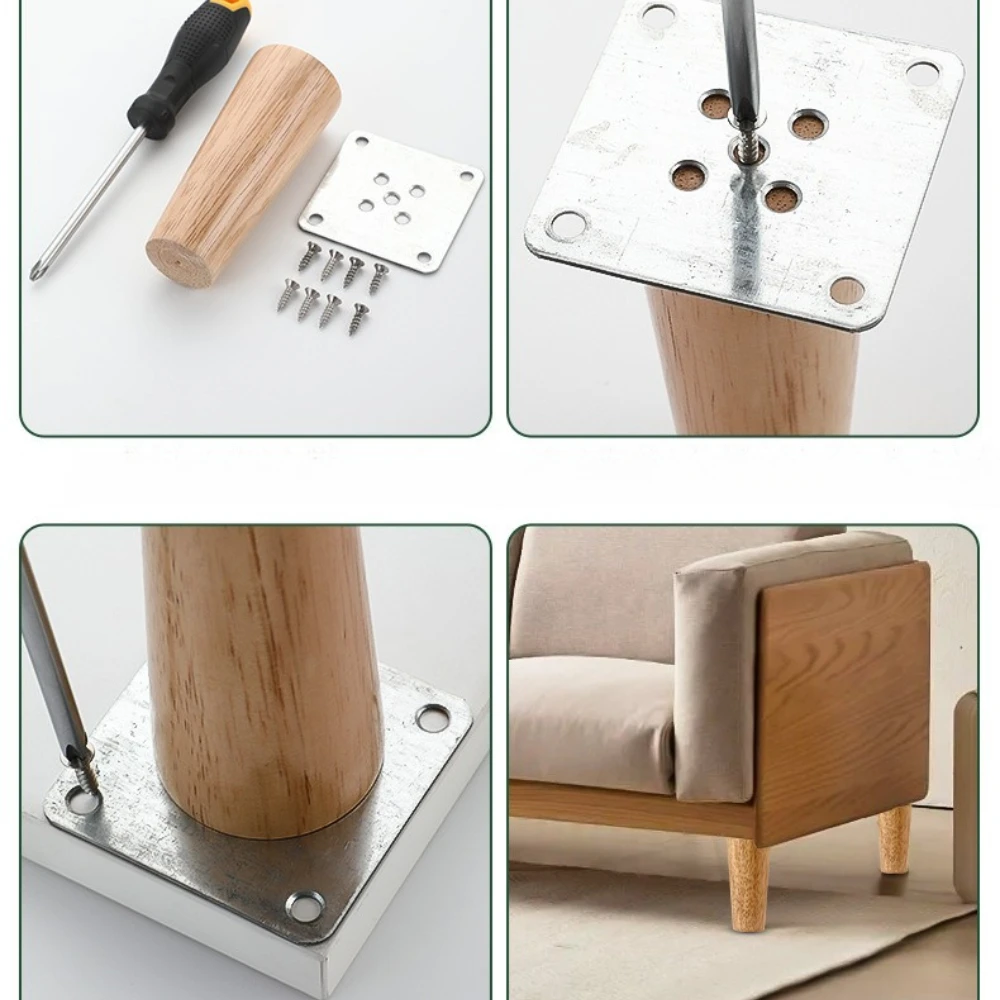 4pcs Solid Wood Sofa Legs Wooden Coffee Table Furniture Bedside Table TV Cabinet Support Stabilize Feet Straight Furniture Legs