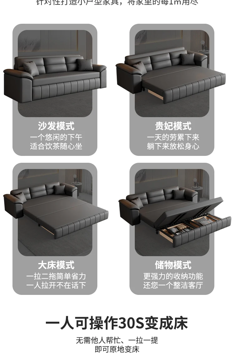 A Sofa Bed Folding Dual-Purpose Storage Household Double Small Apartment Living Room Internet Celebrity Cat Scratching Skin