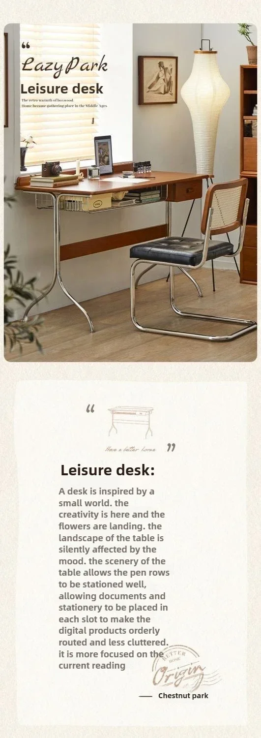 Middle Ancient Style Solid Wood Desk, Retro Small Apartment, Home Study, Workbench, Simple Nordic Office Desk, Computer Desk