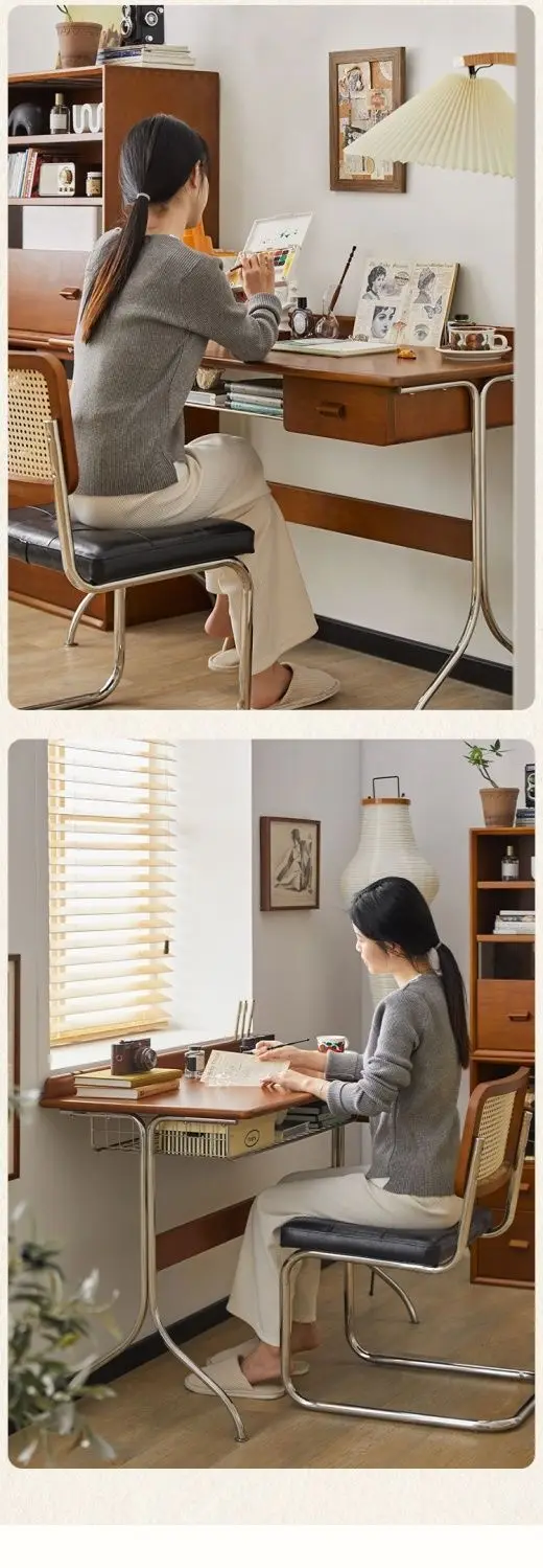 Middle Ancient Style Solid Wood Desk, Retro Small Apartment, Home Study, Workbench, Simple Nordic Office Desk, Computer Desk