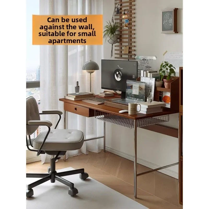 Middle Ancient Style Solid Wood Desk, Retro Small Apartment, Home Study, Workbench, Simple Nordic Office Desk, Computer Desk
