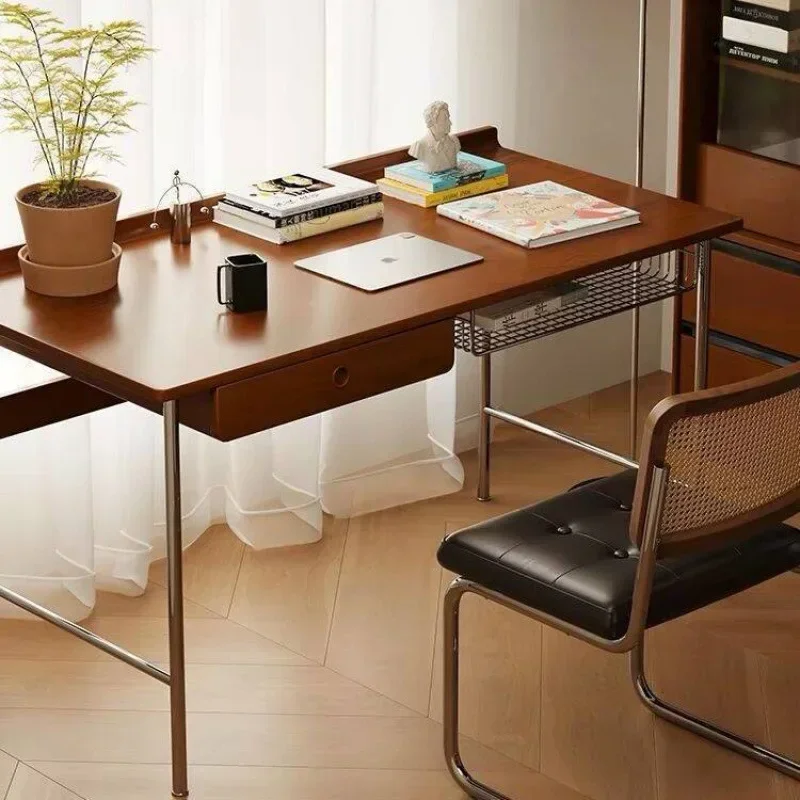 Middle Ancient Style Solid Wood Desk, Retro Small Apartment, Home Study, Workbench, Simple Nordic Office Desk, Computer Desk