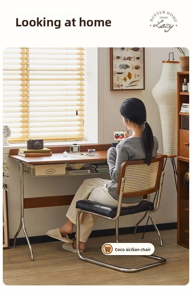 Middle Ancient Style Solid Wood Desk, Retro Small Apartment, Home Study, Workbench, Simple Nordic Office Desk, Computer Desk