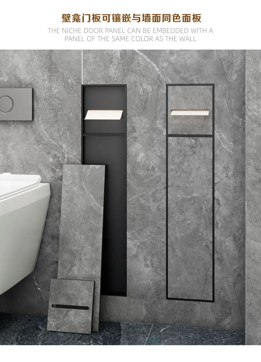 Concealed toilet brush niche, stainless steel concealed 2-in-1 tissue box niche