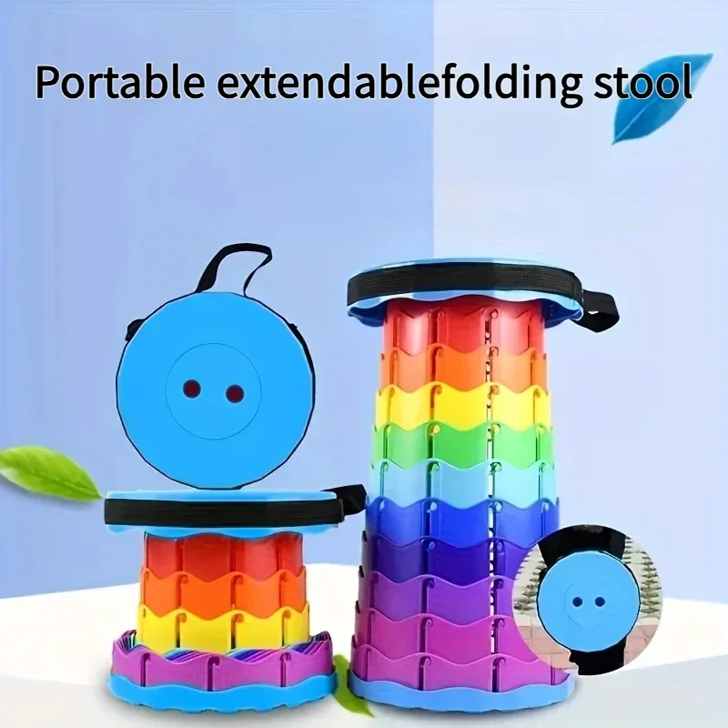Extra-thick Reinforced Folding Stool, Outdoor Travel Portable Small Stool, Multi-functional Rainbow Stool Camping Chairs Camping