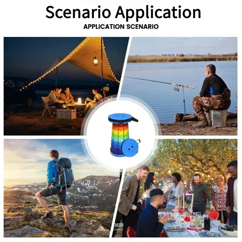 Extra-thick Reinforced Folding Stool, Outdoor Travel Portable Small Stool, Multi-functional Rainbow Stool Camping Chairs Camping