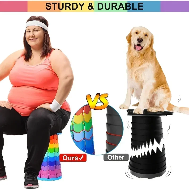 Extra-thick Reinforced Folding Stool, Outdoor Travel Portable Small Stool, Multi-functional Rainbow Stool Camping Chairs Camping