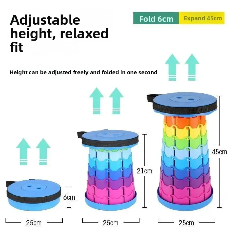 Extra-thick Reinforced Folding Stool, Outdoor Travel Portable Small Stool, Multi-functional Rainbow Stool Camping Chairs Camping