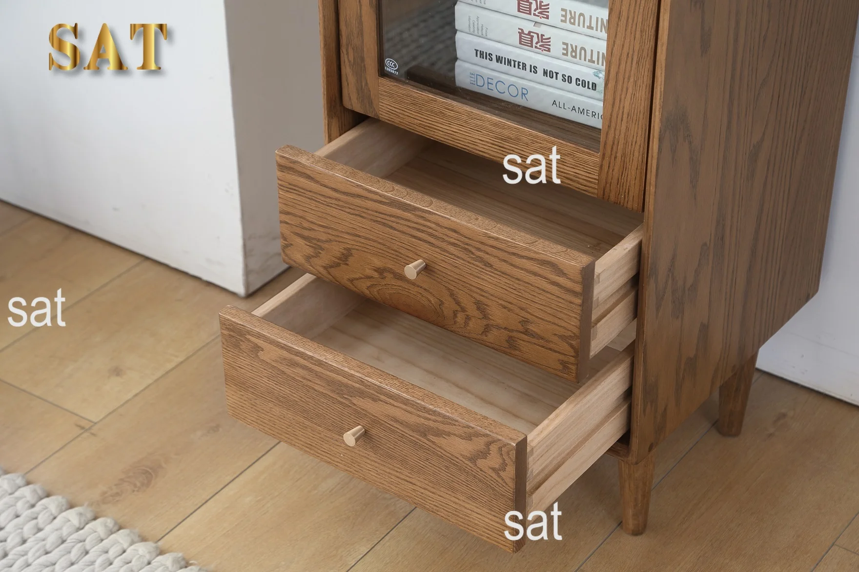-ee B3102 Mini Corner Home Coffee Wine bar Cabinet Solid Oak Wood Corner Cabinet