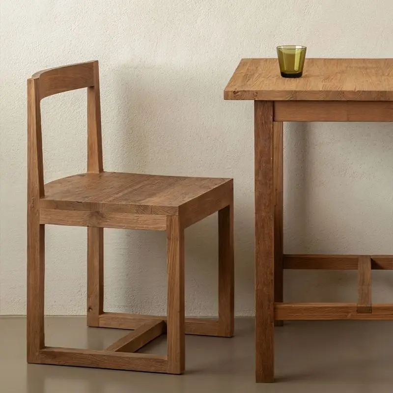 Solid Wood Dining Chairs Retro Simple Household Creative Aesthetic Backrest Chair Restaurant Coffee Shop Hotel Room Decoration