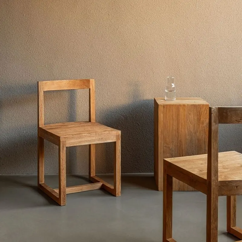 Solid Wood Dining Chairs Retro Simple Household Creative Aesthetic Backrest Chair Restaurant Coffee Shop Hotel Room Decoration