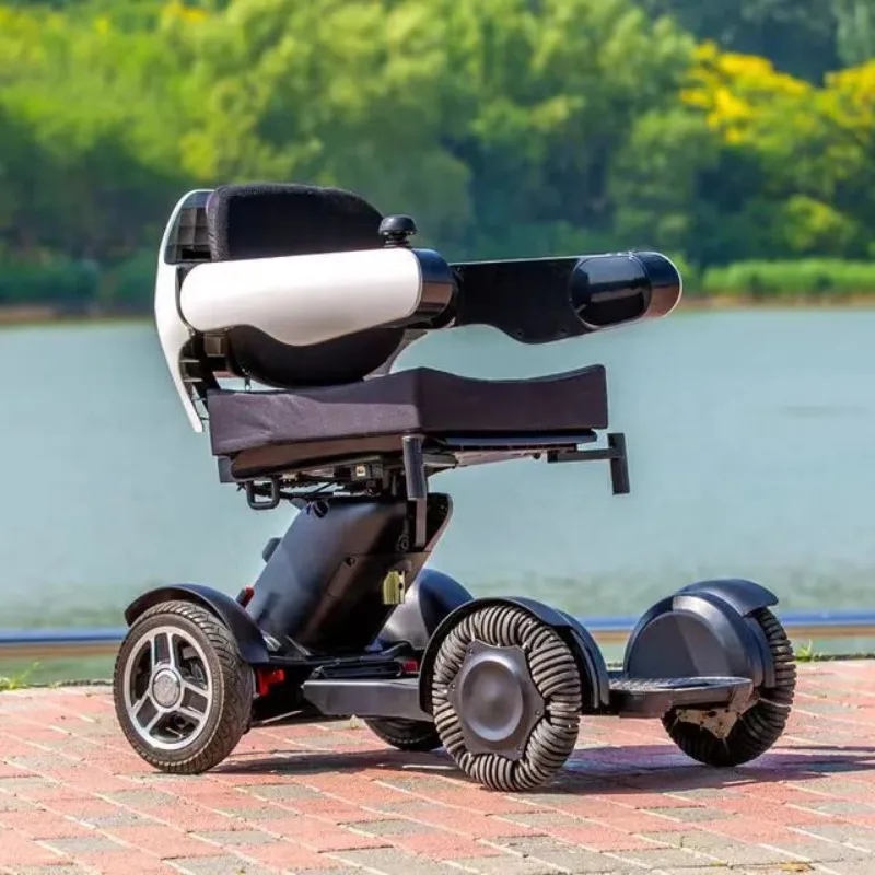 High-end remote control intelligent electric wheelchair, automatic folding electric four-wheel scooter for the elderly