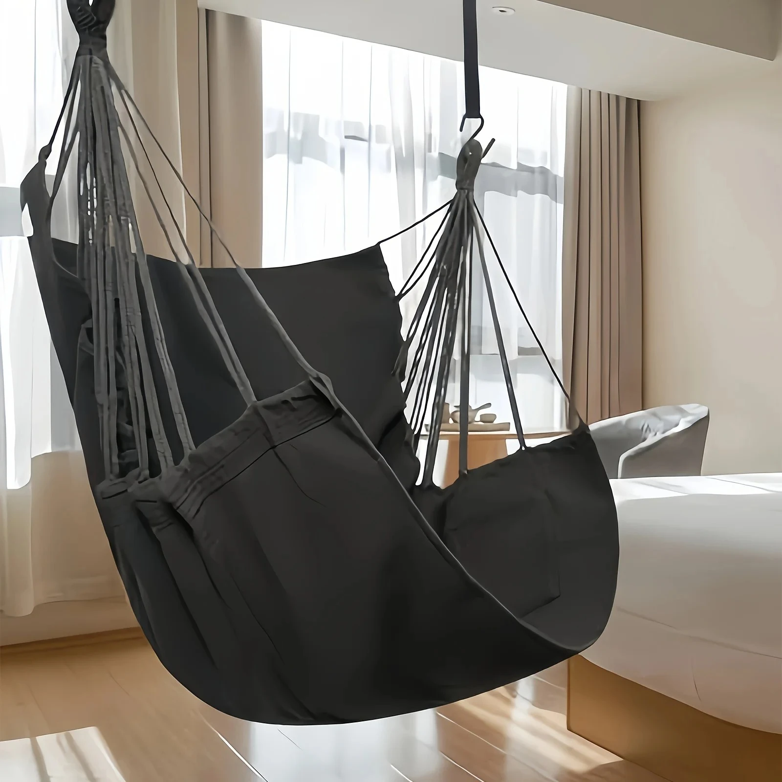 1Pcs Outdoor Leisure Fabric Hammock Chair with Storage Bag Anti Rollover Dormitory Swing Chair