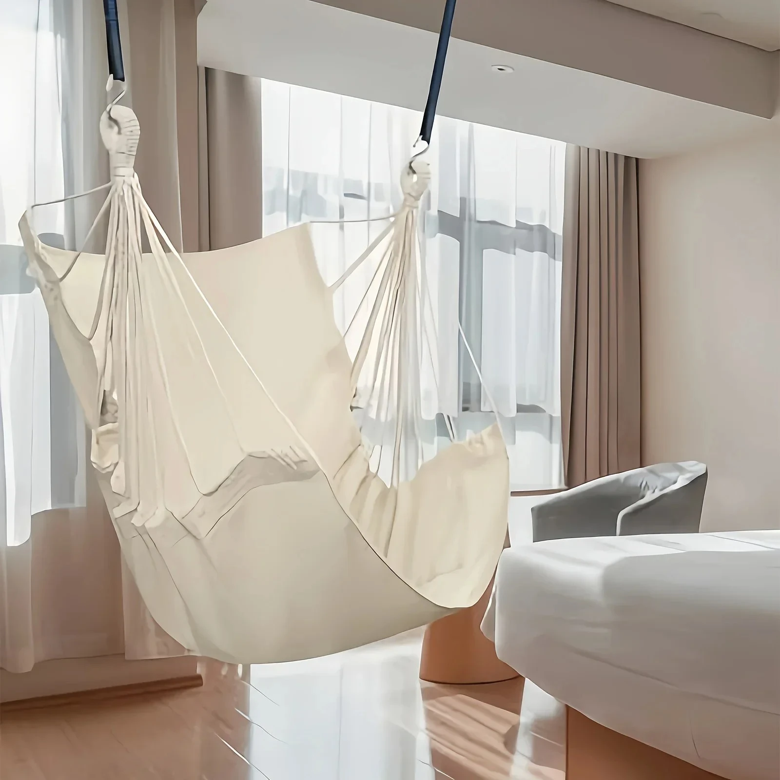1Pcs Outdoor Leisure Fabric Hammock Chair with Storage Bag Anti Rollover Dormitory Swing Chair
