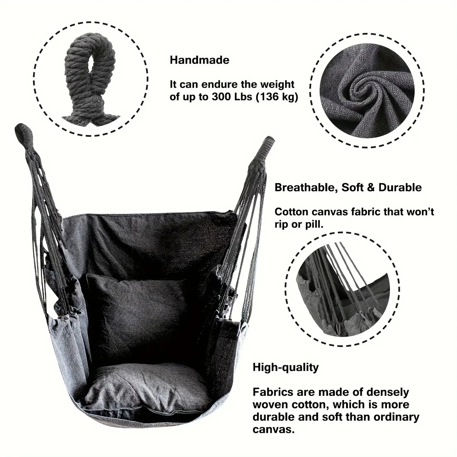 1Pcs Outdoor Leisure Fabric Hammock Chair with Storage Bag Anti Rollover Dormitory Swing Chair