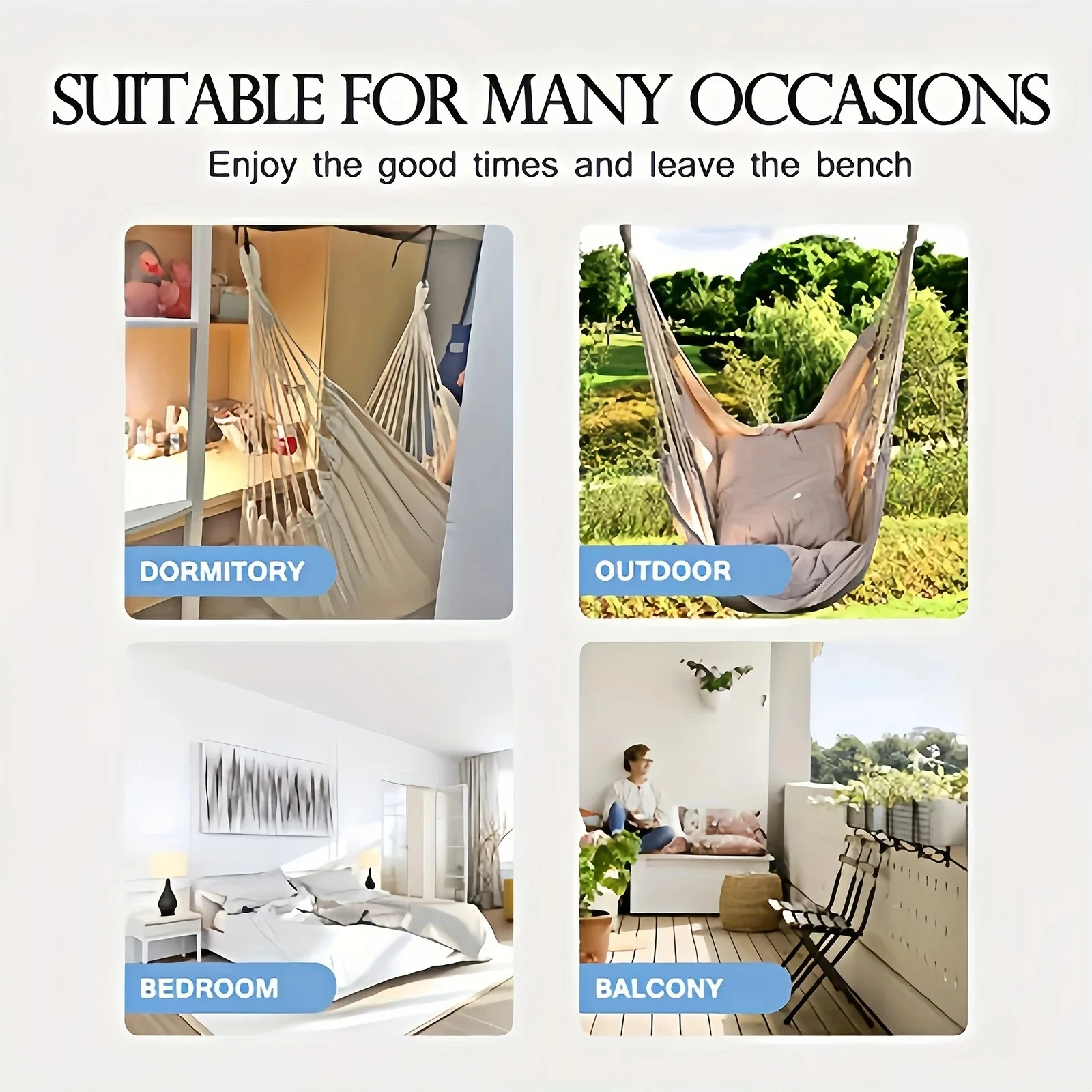 1Pcs Outdoor Leisure Fabric Hammock Chair with Storage Bag Anti Rollover Dormitory Swing Chair