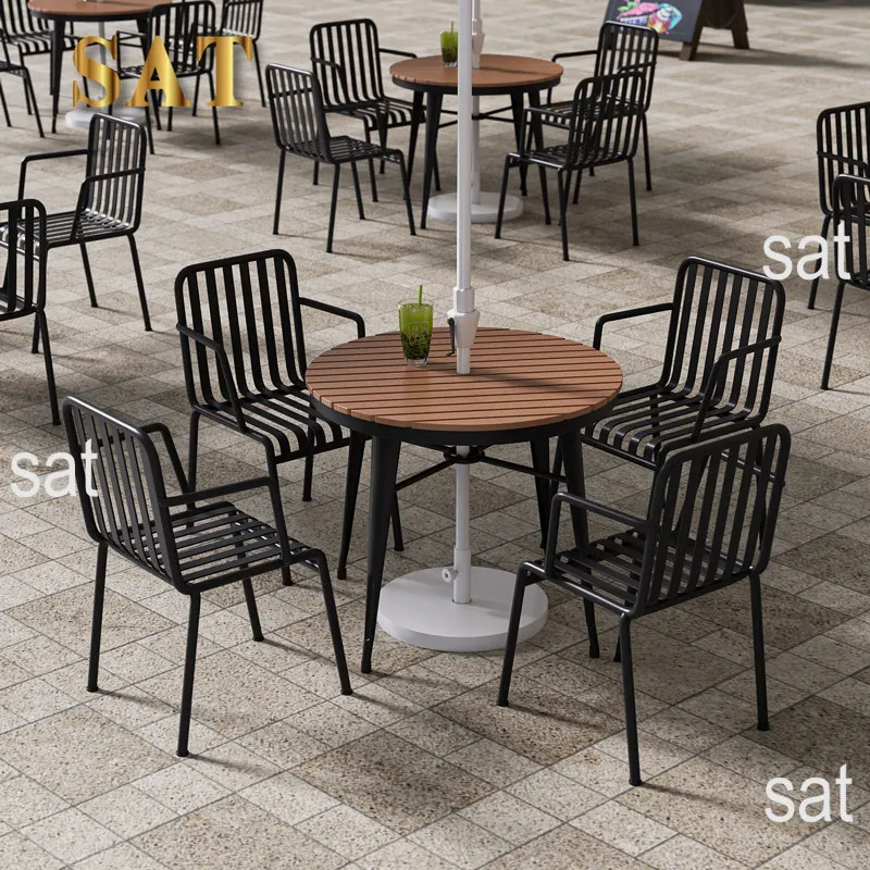 &Metal Iron Outdoor Table Chair Set Cream Style Design for Courtyard Dessert Shop-Multifunctional Garden Leisure Furniture