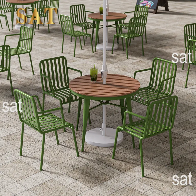 &Metal Iron Outdoor Table Chair Set Cream Style Design for Courtyard Dessert Shop-Multifunctional Garden Leisure Furniture