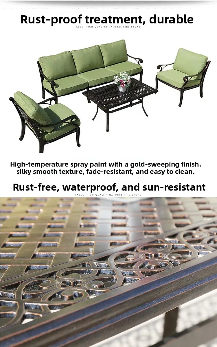 Outdoor cast aluminum villa courtyard garden terrace sun room hotel living room leisure wrought iron sofa combination
