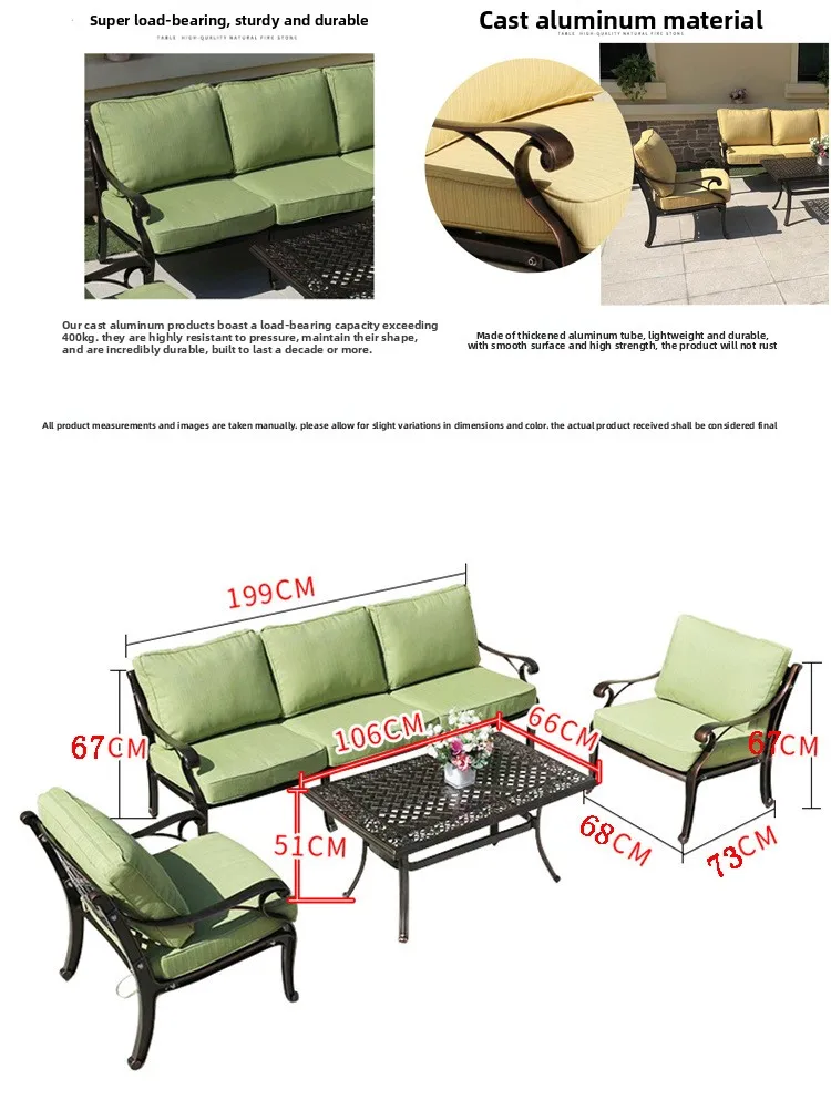 Outdoor cast aluminum villa courtyard garden terrace sun room hotel living room leisure wrought iron sofa combination