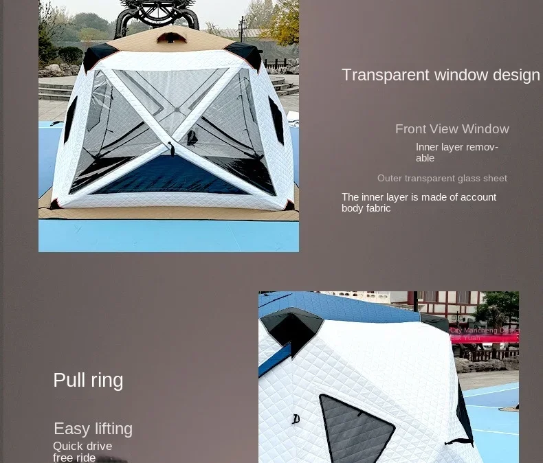 Outdoor Fishing, Lighting, Ice Fishing Tent, Thick Large Window, Firewood Warm Mouth, Portable Tent