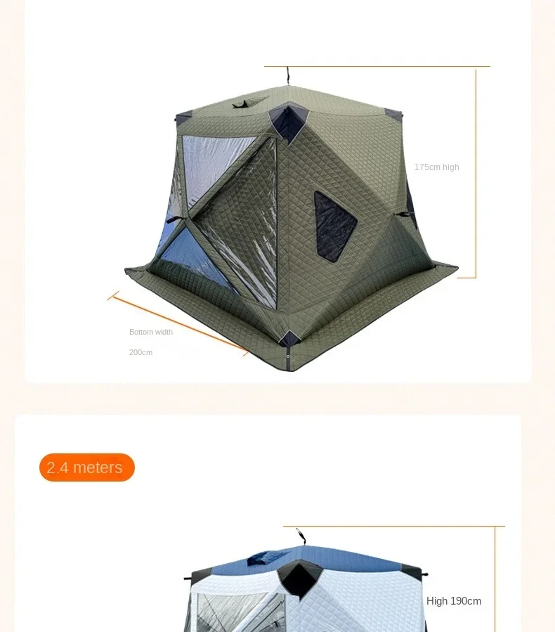 Outdoor Fishing, Lighting, Ice Fishing Tent, Thick Large Window, Firewood Warm Mouth, Portable Tent
