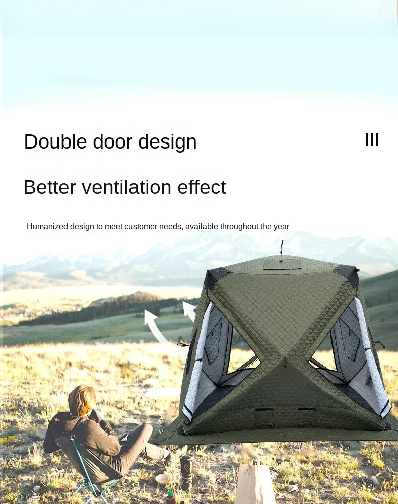 Outdoor Fishing, Lighting, Ice Fishing Tent, Thick Large Window, Firewood Warm Mouth, Portable Tent