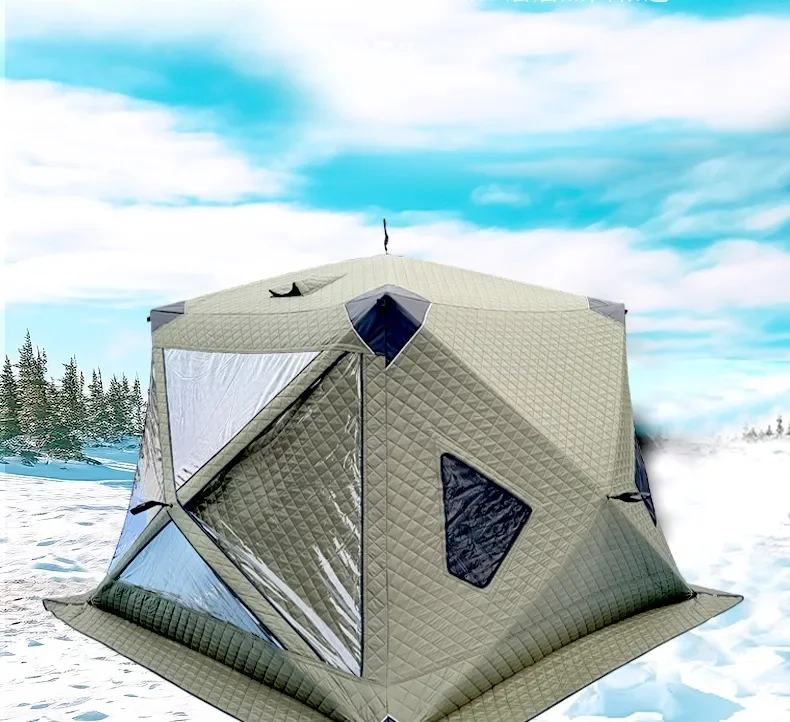 Outdoor Fishing, Lighting, Ice Fishing Tent, Thick Large Window, Firewood Warm Mouth, Portable Tent