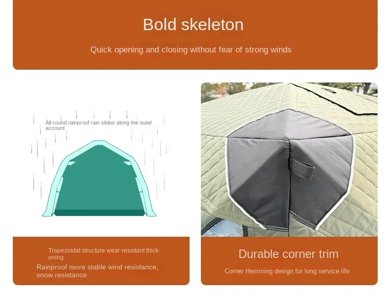 Outdoor Fishing, Lighting, Ice Fishing Tent, Thick Large Window, Firewood Warm Mouth, Portable Tent