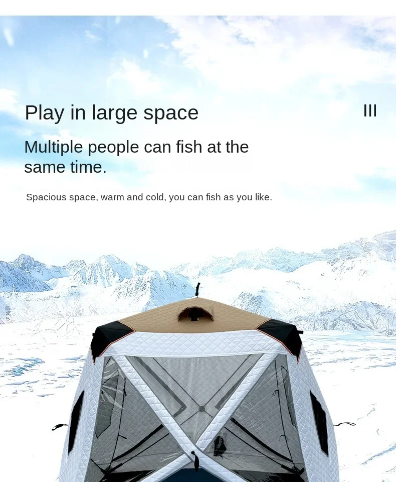 Outdoor Fishing, Lighting, Ice Fishing Tent, Thick Large Window, Firewood Warm Mouth, Portable Tent
