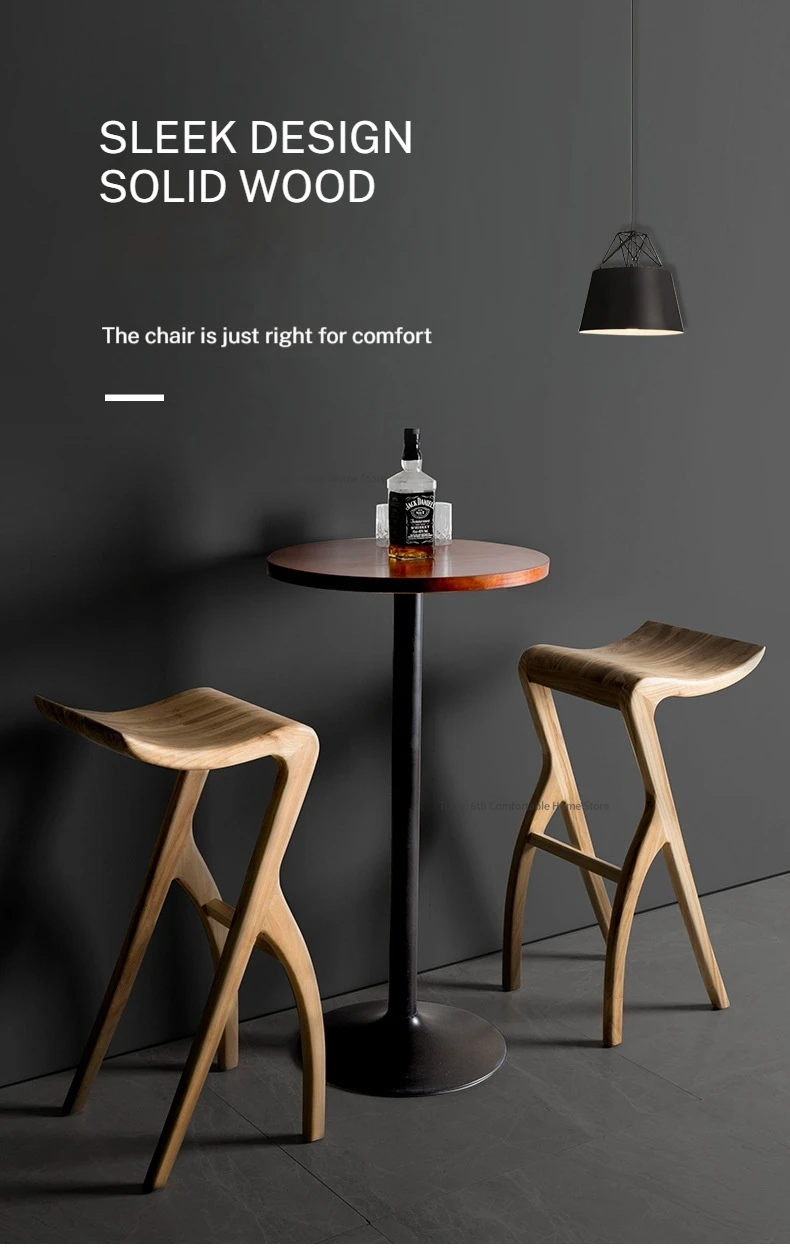 Luxury Wooden Bar Chairs High Stool Vintage Relax Reception Bar Chairs Nordic Minimalist Design Bar Furniture Barkrukken FYBC