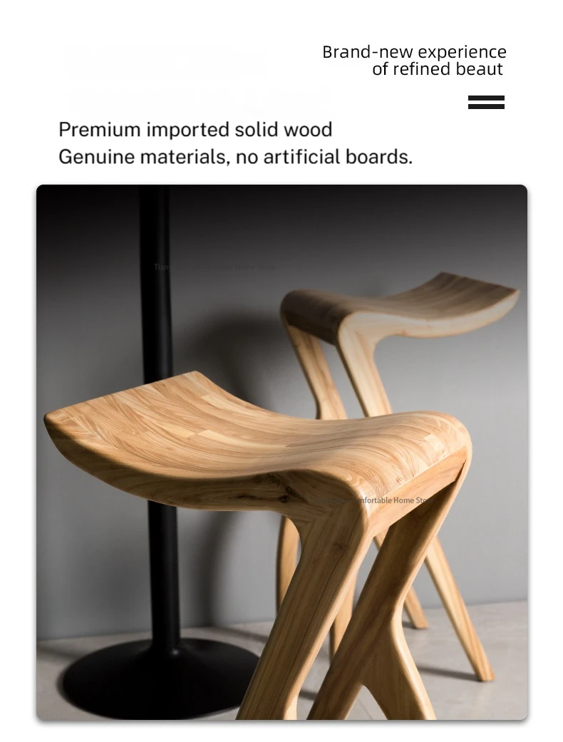 Luxury Wooden Bar Chairs High Stool Vintage Relax Reception Bar Chairs Nordic Minimalist Design Bar Furniture Barkrukken FYBC