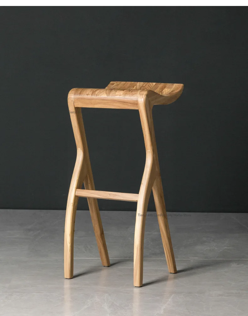 Luxury Wooden Bar Chairs High Stool Vintage Relax Reception Bar Chairs Nordic Minimalist Design Bar Furniture Barkrukken FYBC